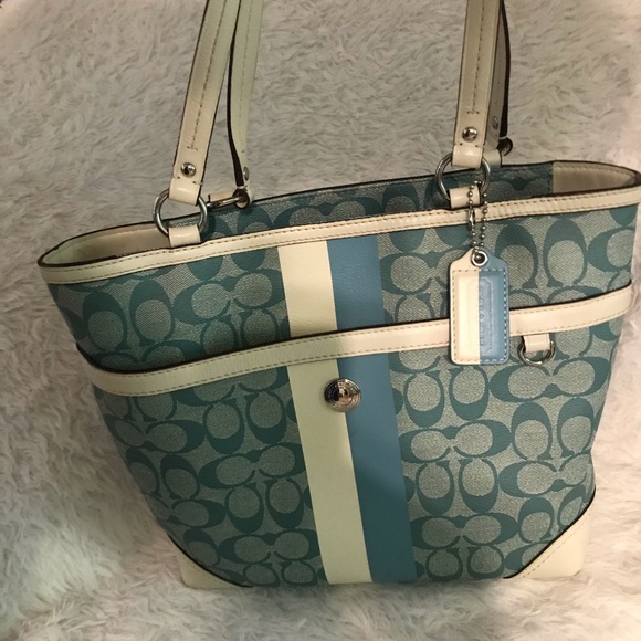 Blue coach signature purse - Picture 1 of 8
